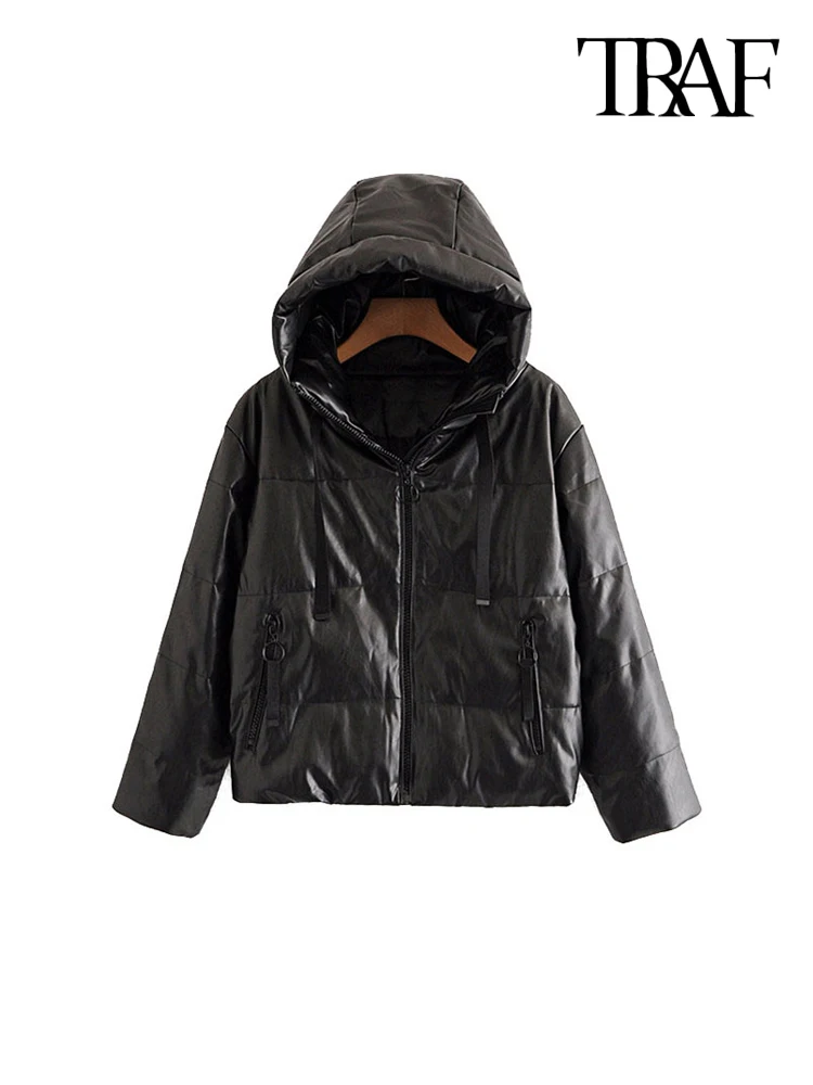 Куртка женская стеганая из искусственной кожи с длинным рукавом - купить по