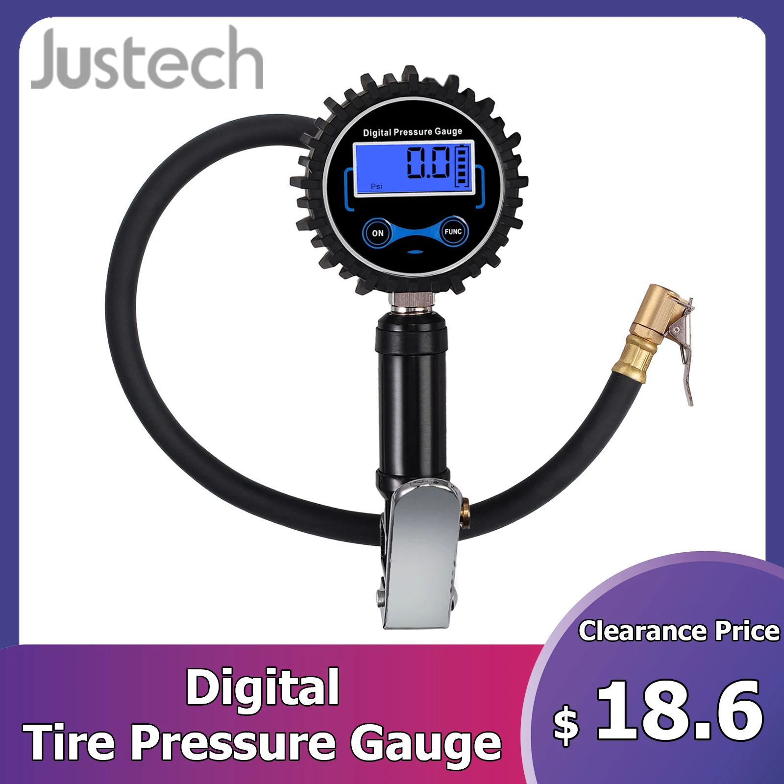 

Justech 200 PSI Large LCD Digital Tire Pressure Gauge Inflate Check Deflate 3-in-1 Tire Pressure Measure For Car Motorbike Truck