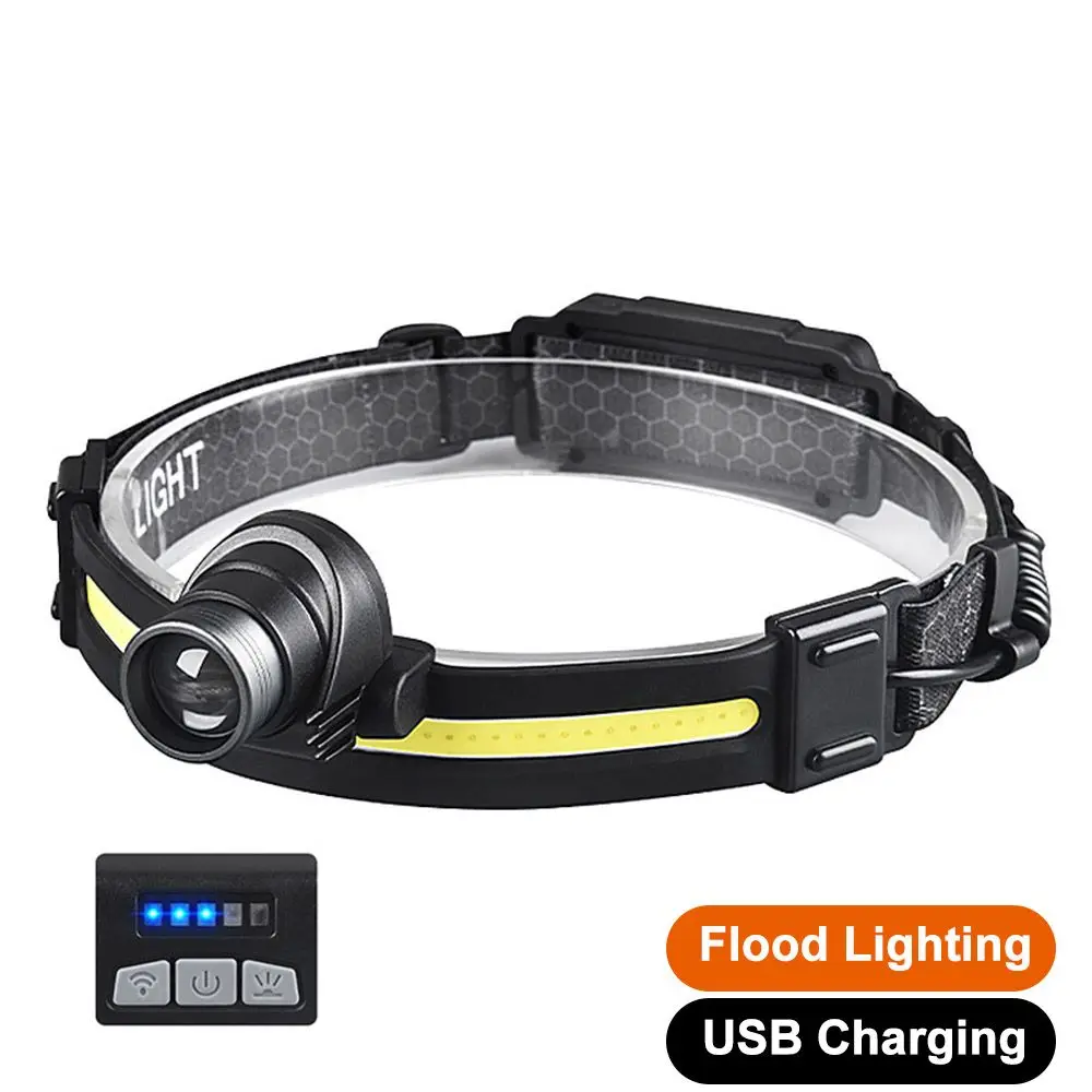 

Outdoor USB Rechargeable Camping Flashlight Fishing Head Torch LED Headlamp Fishing Light COB Headlight