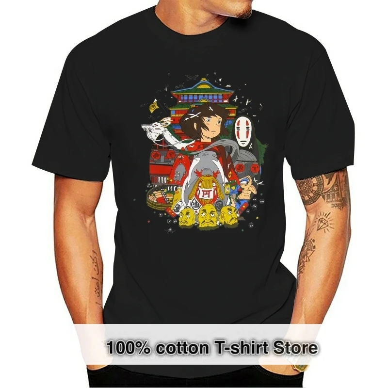 

Spirited Away All Character Chihiro Haku Kamaji Li New Black Tees T-shirt S - 3xl Fashion New Arrival Simple