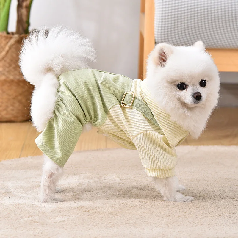 Брюки с тонкими лямками для домашних животных, весна-лето, стандартнаяКорейская версия для собак и кошек, повседневные брюки с ремешком, одеждадля маленьких собак