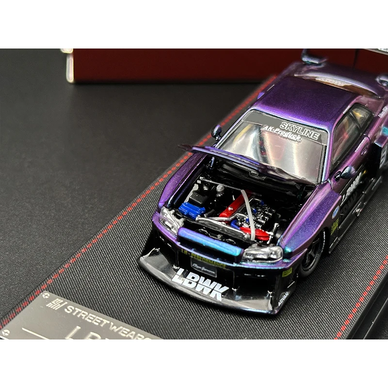 SW в наличии 1:64 LBWK Skyline GTR ER34 супер силуэт капот виде Хамелеона литый под давлением