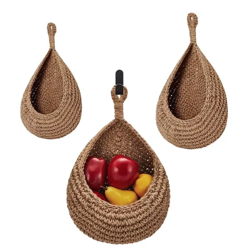 

Cotton Fruit Basket Kitchen Storage Basket Bohemia Style 3 Pcs Organizer Kitchen Vegetable Book Storage For Bathroom Kitchen