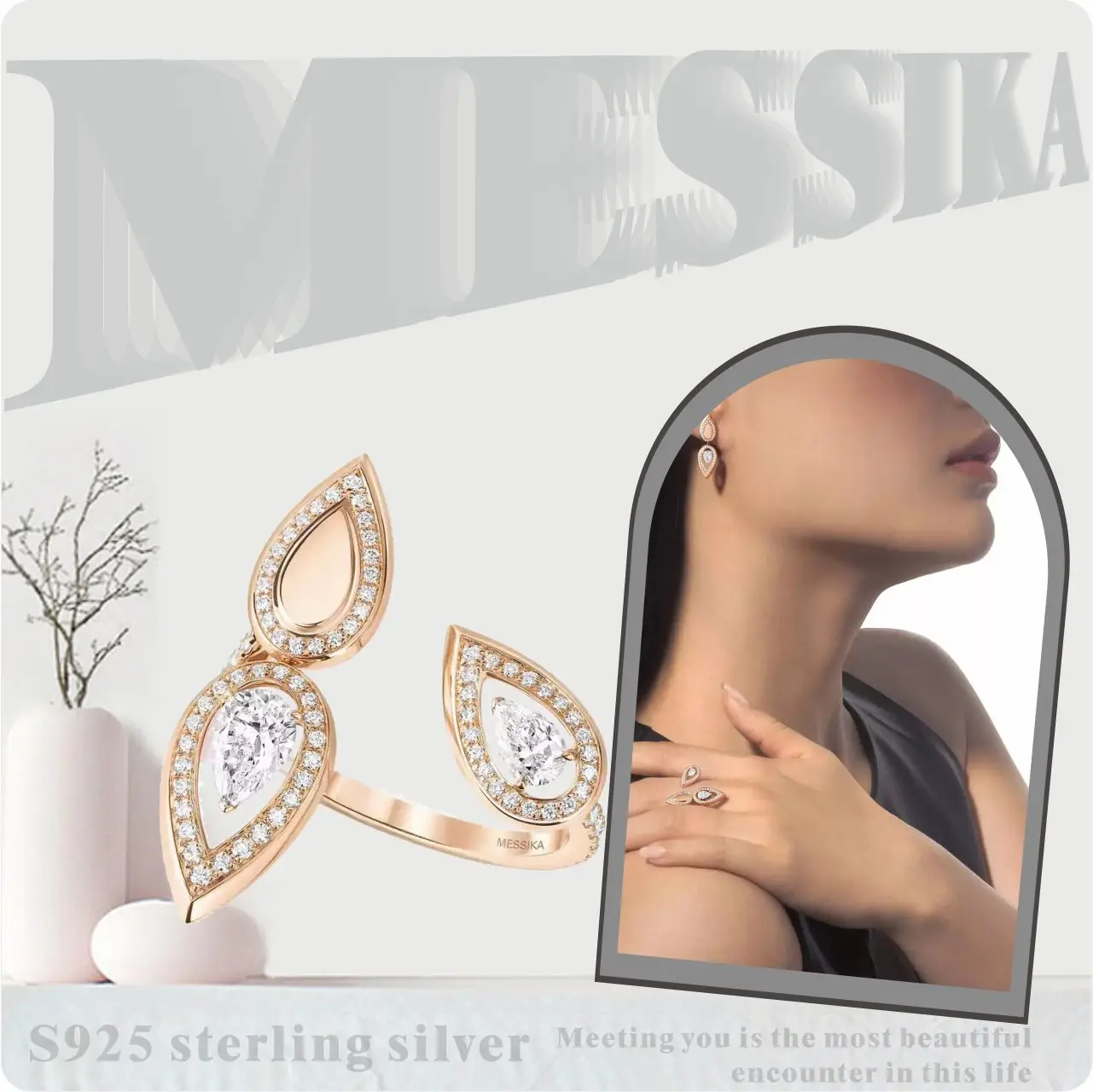 Коллекция FIERY TRIO из стерлингового серебра S925 асимметричное женское кольцо с