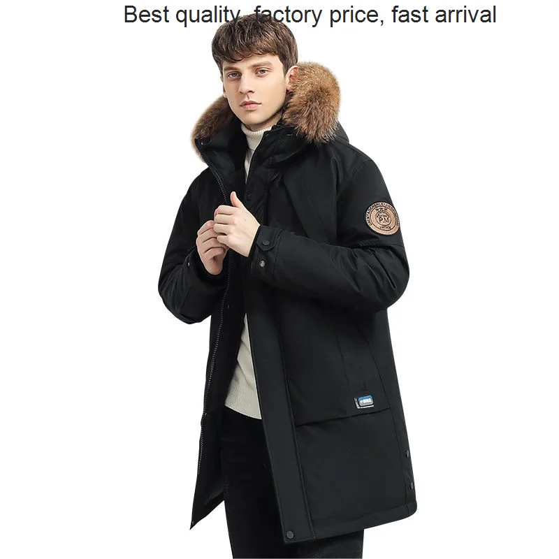 High quality luxury brand Winter Boutique Fashion Thickening Warm Casual Hooded Fur Collar Jacket Brand High-end Men's Down Coat