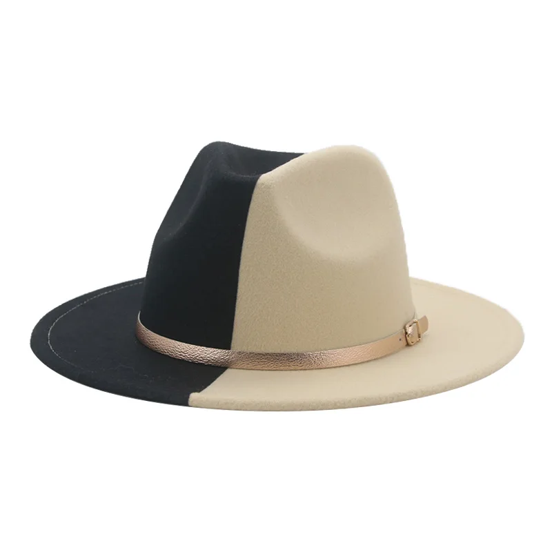 

Hat Women Hats Fedoras Hats for Men Patchwork Felt Men Fedora White Black Fashion New Winter Women Hat Sombreros De Mujer Gorros