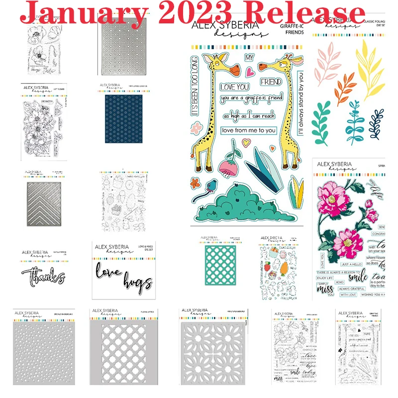 

Thank You For Being My Friend' February 2023 Collection Bundle Exquisite Dies Stamps Stencil Hot Foil Flowers And Modern Stripes