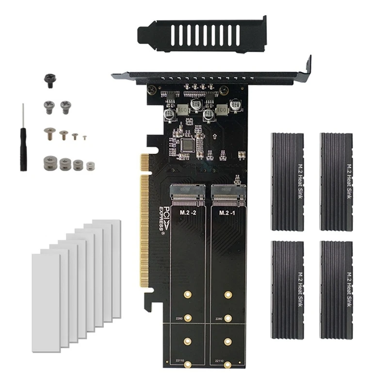 

New Pcie To M2 Adapter Card Pcie X16 4 Port M2 NVME M Key SSD Converter M.2 PCI Express X16 Adapter VROC Expansion Card