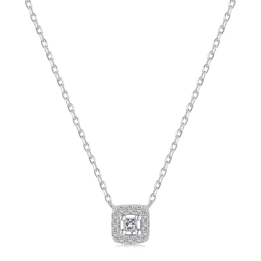 

Ожерелье из серебра S925 пробы с бриллиантами, дизайн и Стильное ожерелье с квадратным бриллиантом, украшение