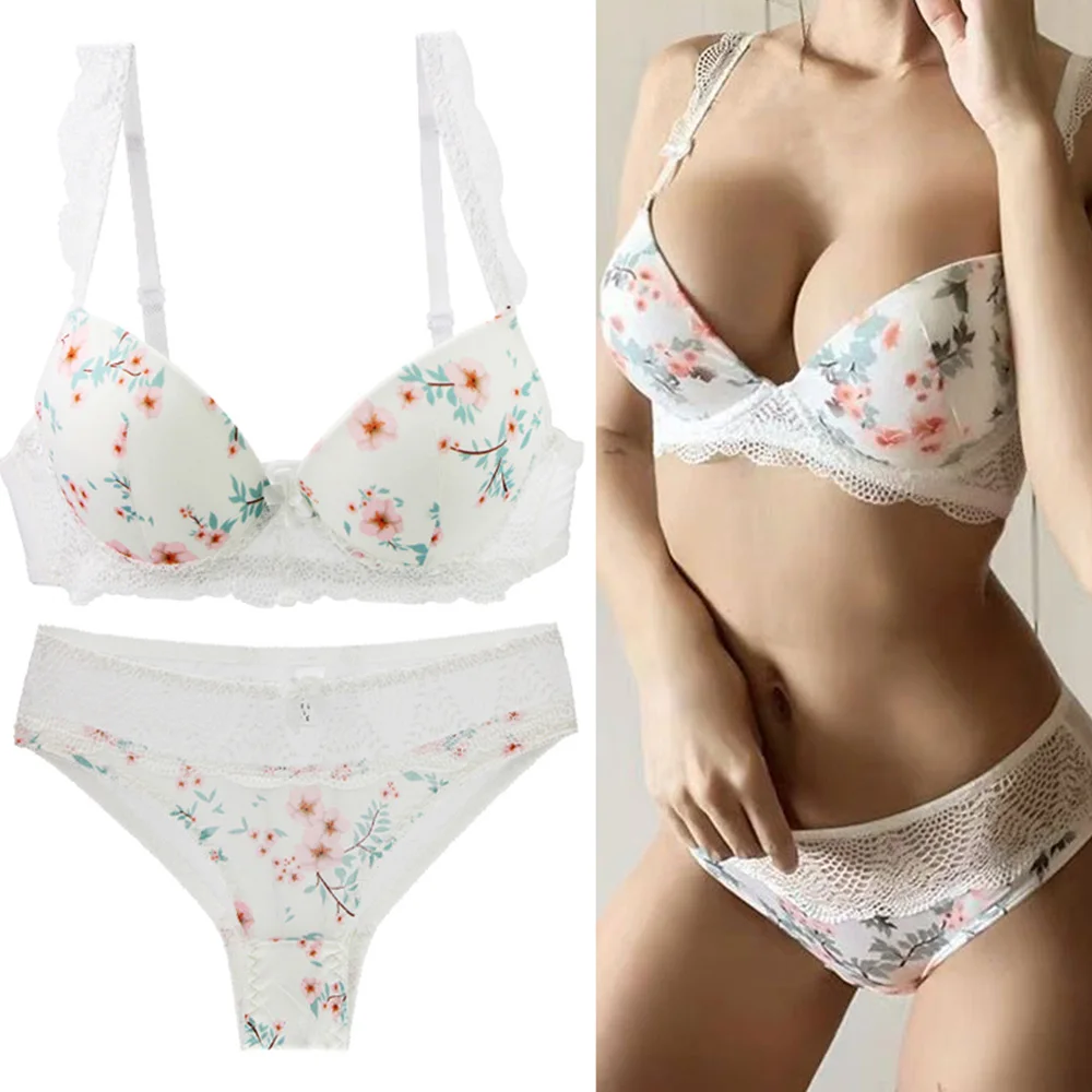 New Women's Push Up Sexy Bra Set Padded Black Underwear&Panties Comfortable Breathable Bra Set Sexy Lace Bras For Women