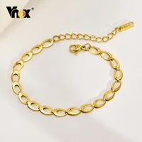 vnox pvd gold color stainless steel oval chain bracelets for women anti allergy metal link wristband gift to her