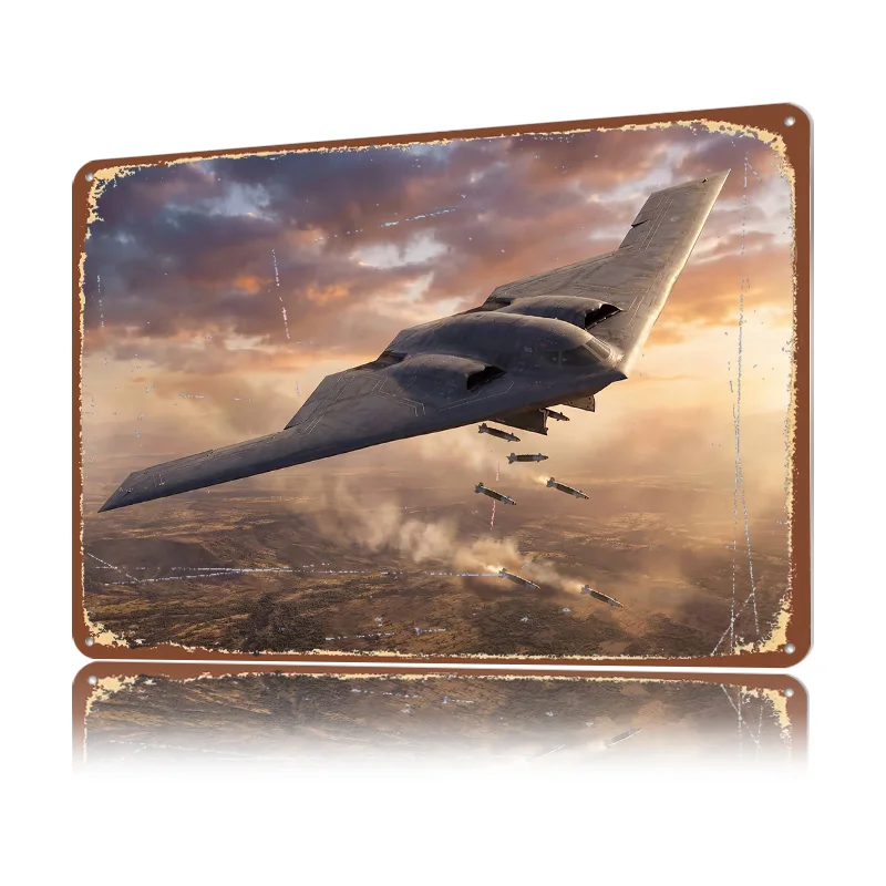 Фото Металлический 3D-постер с текстурой самолета B-2 Spirit в полете, персонализированный, для декора дома, гостиной, интерьера, настенное украшение, жестяная табличка №3