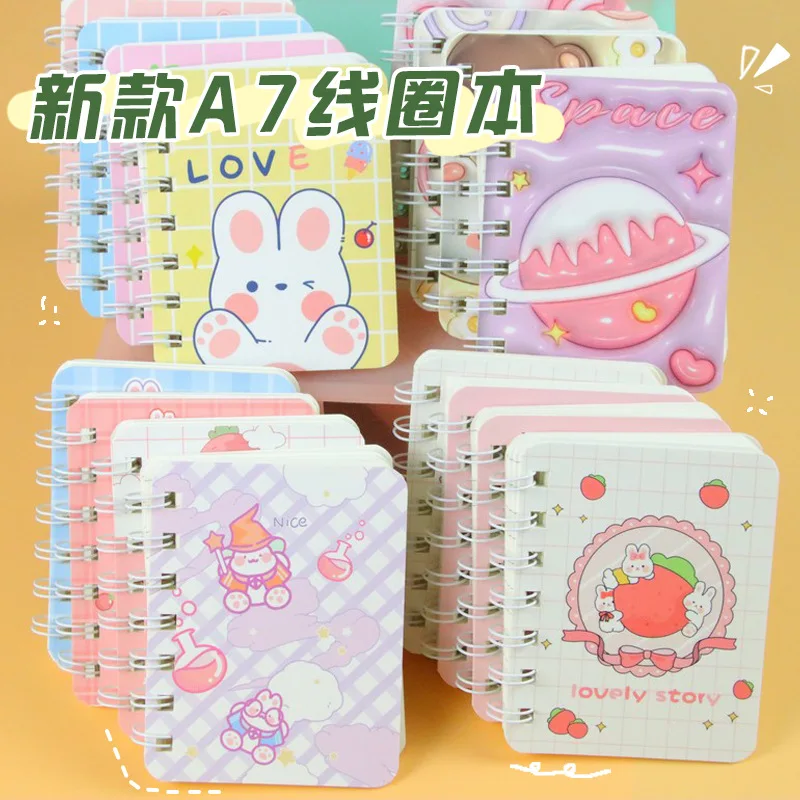 

8pcs Kawai A7 Bunny Spiral Binder Notebook Grid Kawaii Stationery School Accessories Kawaii School Supplies Cute Stationery