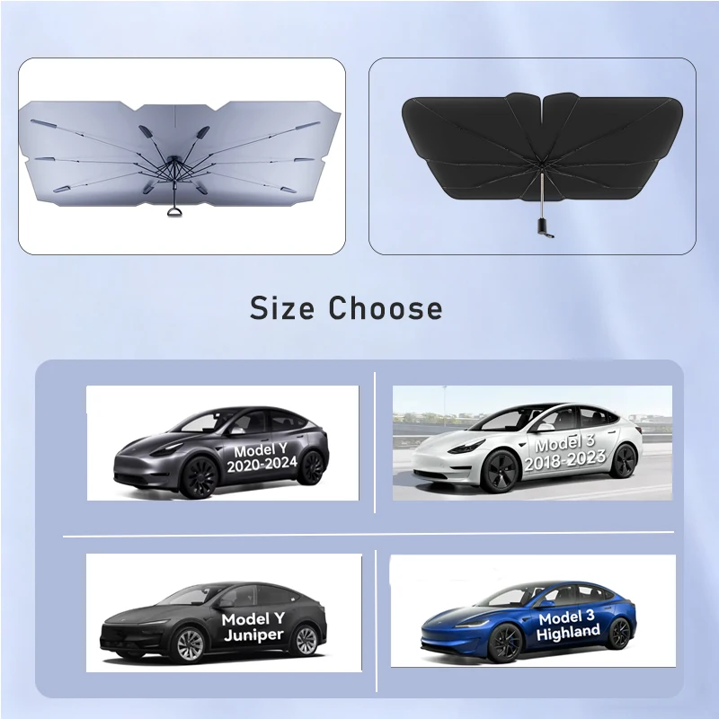 Солнцезащитный зонт-шторка для Tesla Model 3Y Juniper Highland, складной, для защиты от солнца и перегрева, изоляционный чехол-парасоль (art.: 3920da0544514) - 3920da0544514