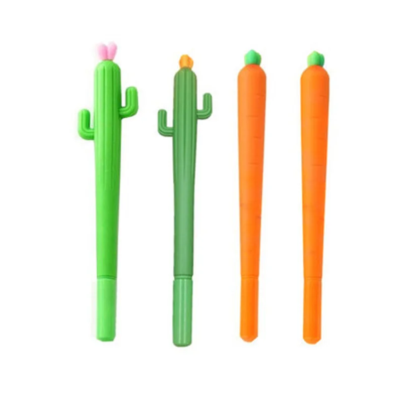 

Мультяшная нейтральная ручка, ручка для подписи, милая творческая черная ручка С КАКТУСОМ, морковкой, школьные принадлежности, канцелярски...