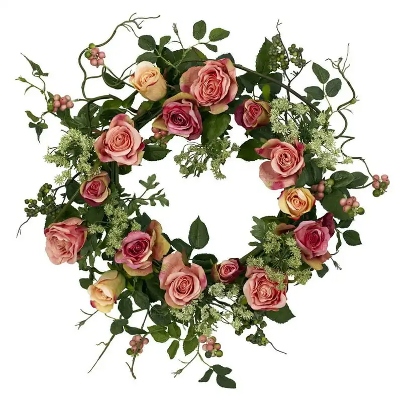 

20" Rose Wreath - Peach