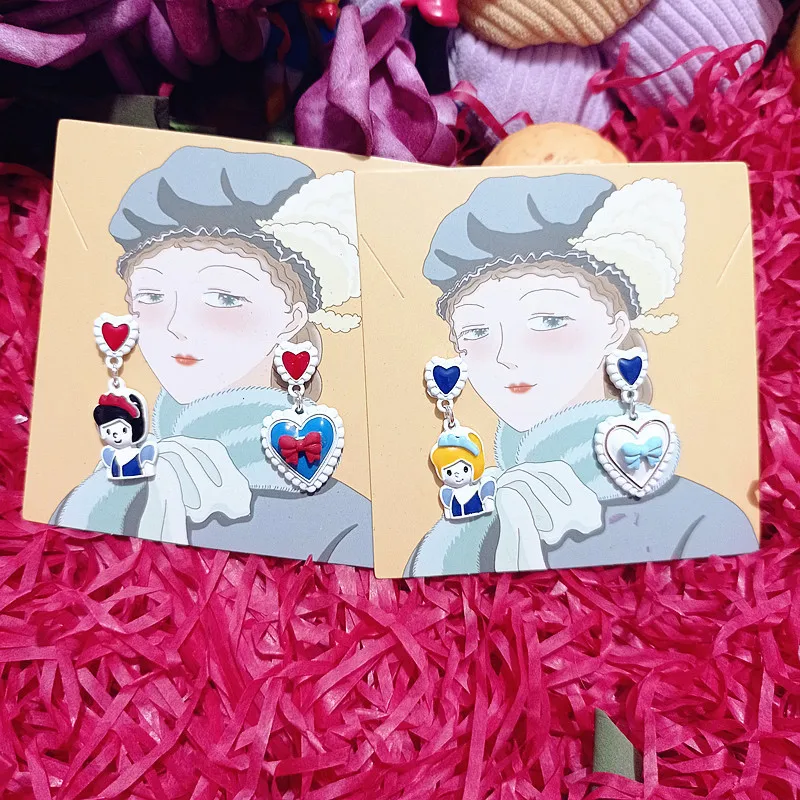 

New Disney Cartoon Earrings Snow White Princess Series Jewelry Accessories Trend Earrings Jewelry for Women Kids Birthday Gifts