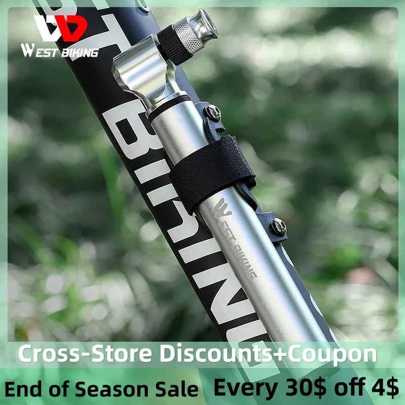 

WEST BIKING Mini Bicycle Pump Portable Manual Two-Way Air Pump 300PSI MTB Road Bike Tire Football Inflator Aluminium Alloy