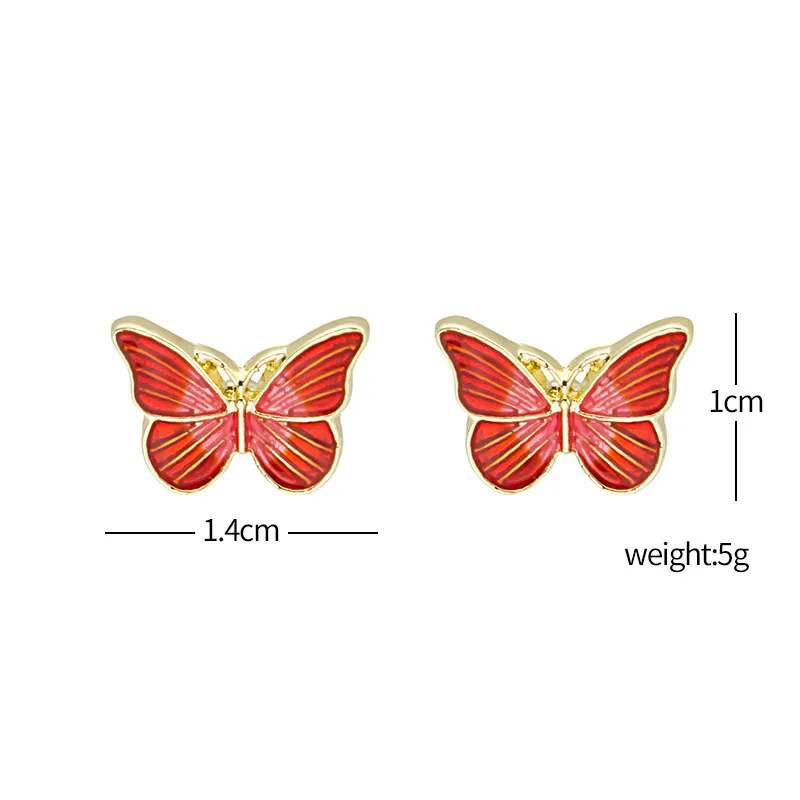 

Silver Needle French Oil Painting Style Gentle Butterfly Earrings Blod Smart Color Mini Stud Fashion Earrings