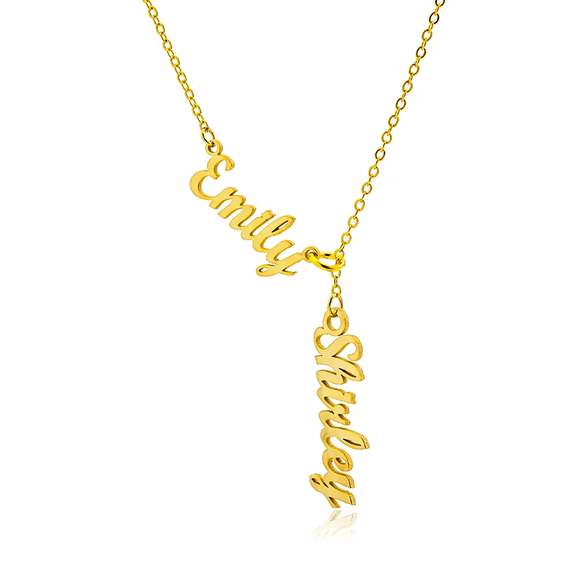 

Custom Double Name Necklace personalised Nameplate Necklace 925 sterling Silver Jewelry Gift for Women