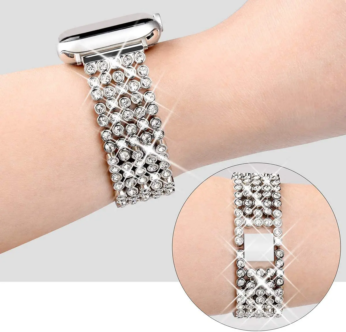 

Suitable for Apple Watch iwatch7 41MM 45MM five bead diamond metal strap