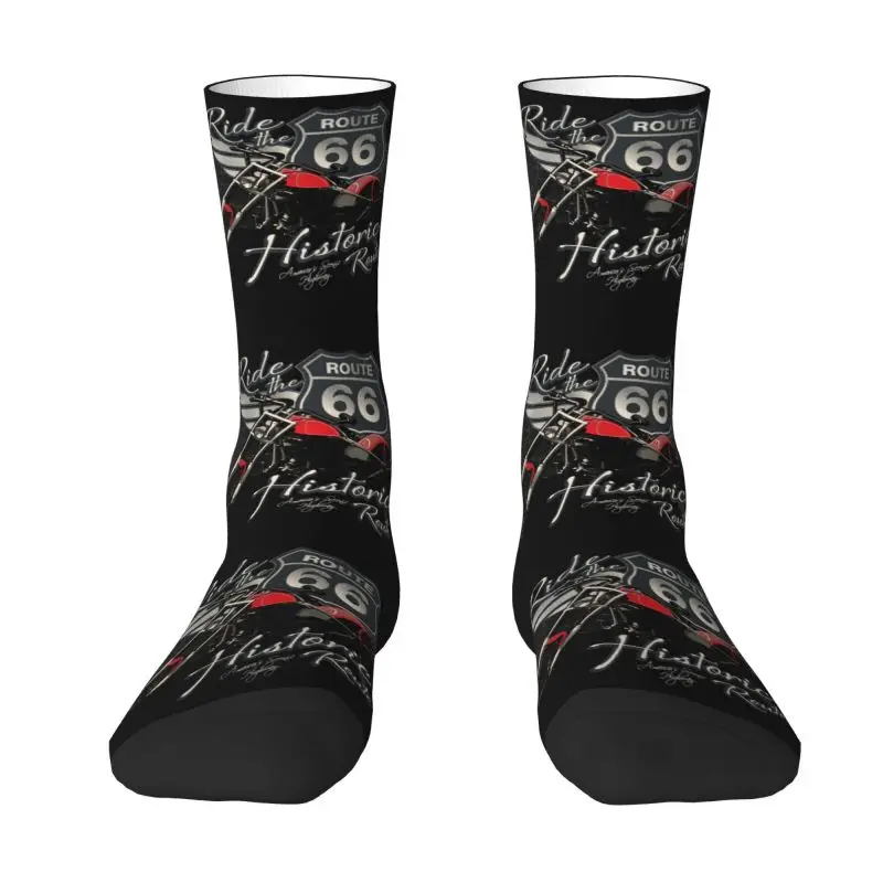 

Travel Motorcycle Ride Route 66 Mens Crew Socks Unisex Kawaii US Numbered Highways Spring Summer Autumn Winter Dress Socks