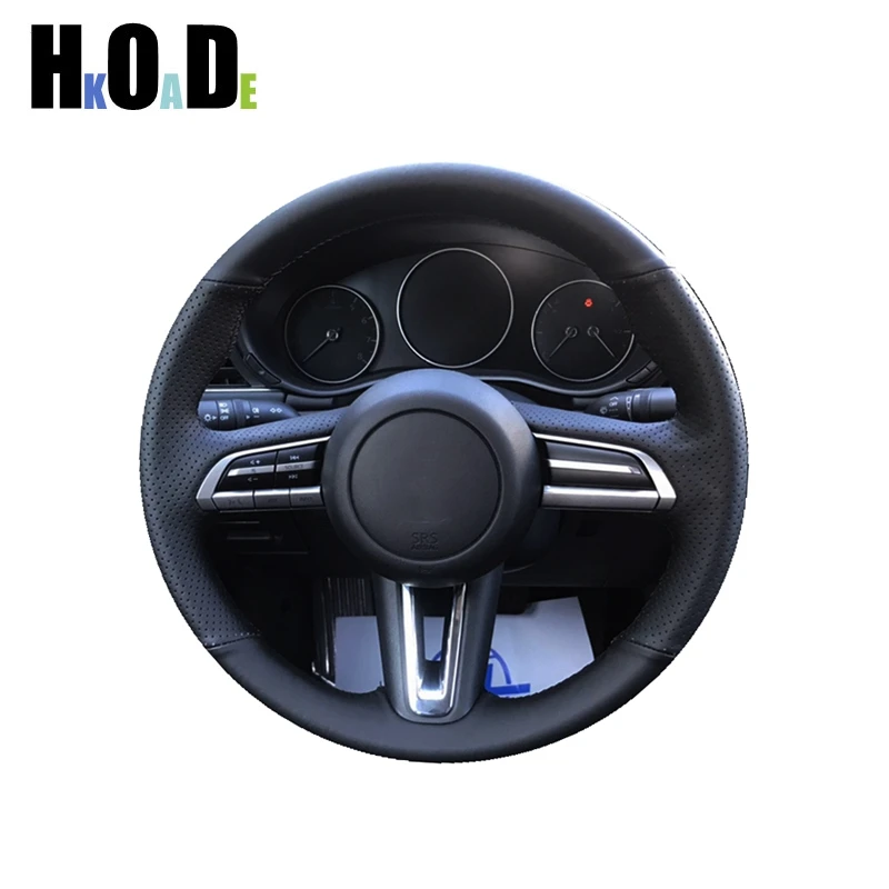 

Car Steering Wheel Cover For Mazda CX-30 CX30 2020 Mazda 3 Axela 2020 DIY Hand Sew Black Artificial Leather