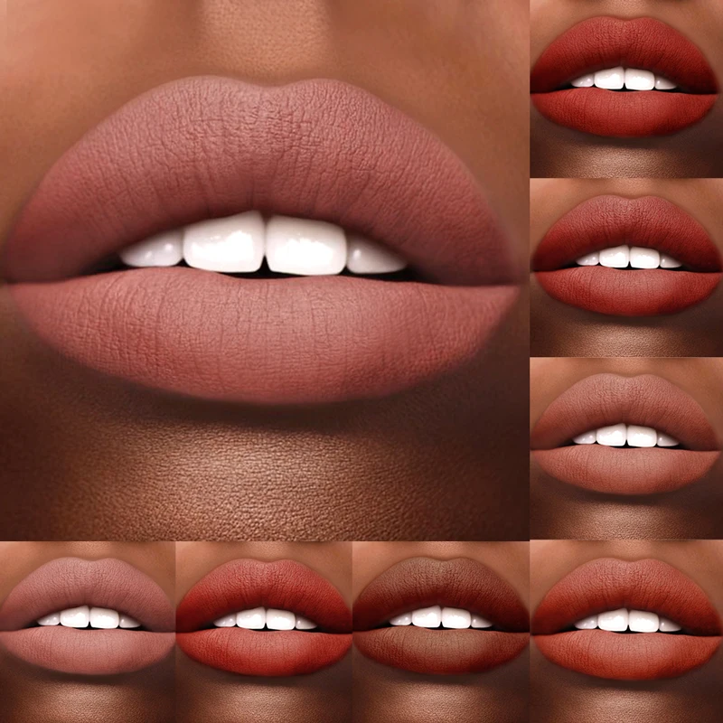 

Matte Lip Tint Velvet Chocolate Lipstick Nude Lip Gloss Pigment Waterproof Long-lasting 12 Colors Lip Stain For Women Cosmetics