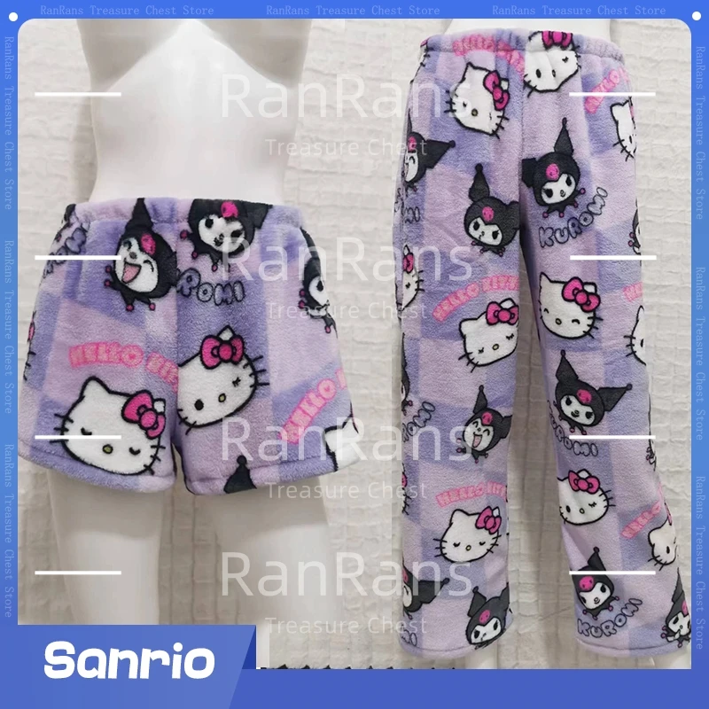 Miniso Sanrio Kuromi пижамные штаны Hello Kitty Свободная Женская пижама из двух частей женские