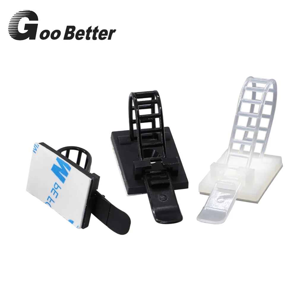 

10Pcs Cable Tie Holders Adjustable Adhesive Cable Clamp Clips Wire Cord Holder Management Ties Black White