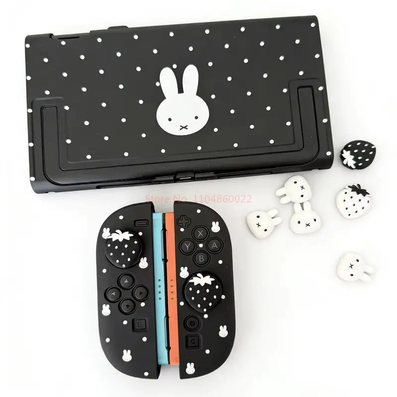 Фото Защитный чехол Millie для любителей игр для Nintendo Switch OLED, Miffy Polka Dot, раздельный, жесткий корпус, мягкая ручка, с накладками для пальцев №5