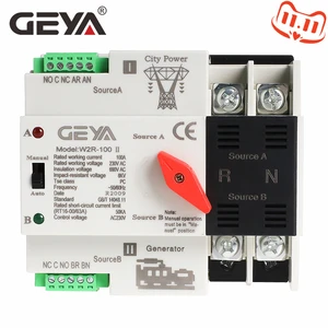 Автоматический переключатель GEYA W2R Mini ATS 2P, Электрический Селекторный переключатель с двойным выключателем питания, 63 А, 100 А