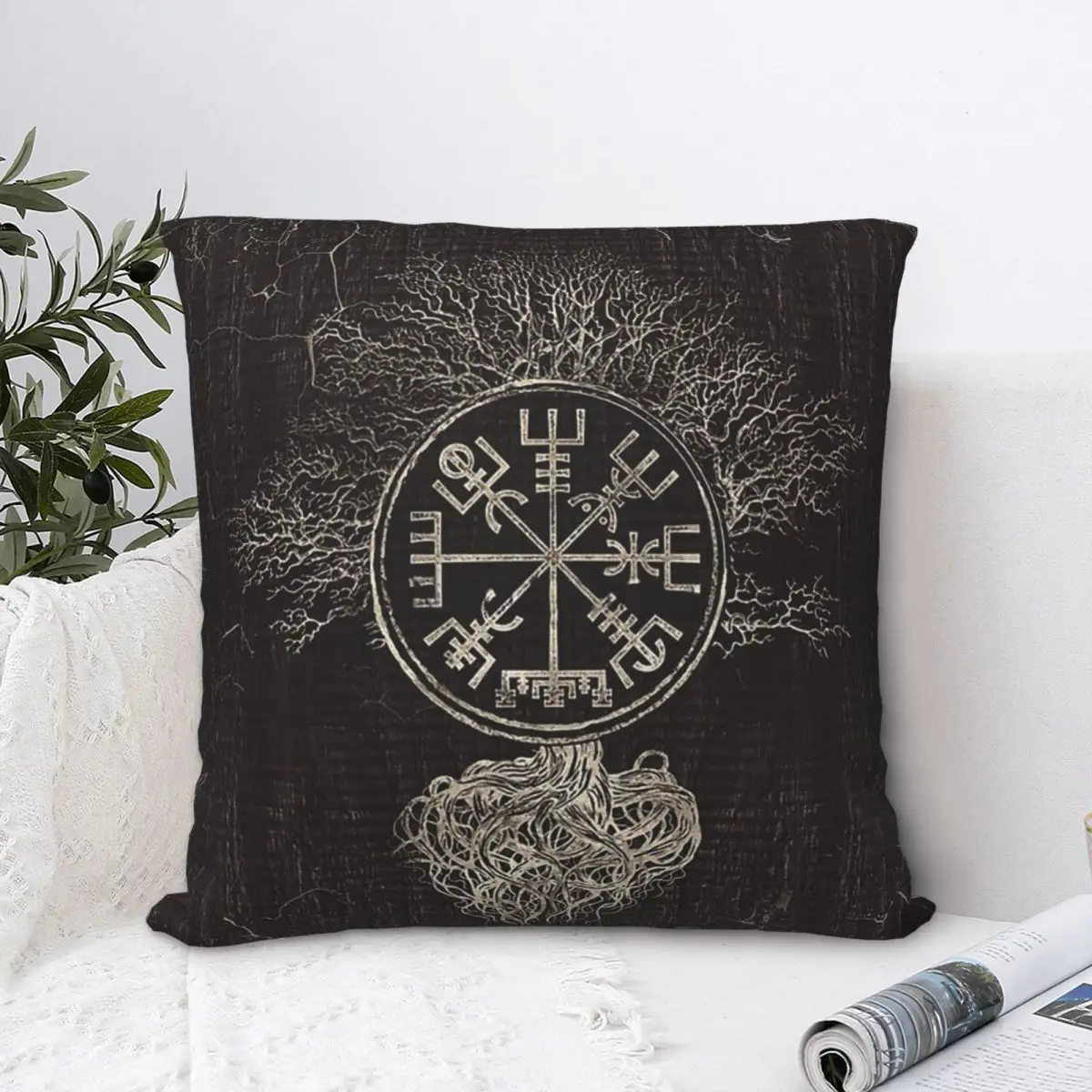 

Vegvisir And Tree Of Life Throw Pillow Case Viking Vikings Cushion Home Sofa Chair Print Decorative Hug Pillowcase