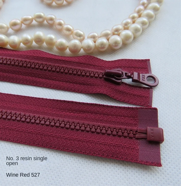 

No. 3 YKK Zipper Resin Single Open 30-70cm Burgundy - Light Down Placket Hat