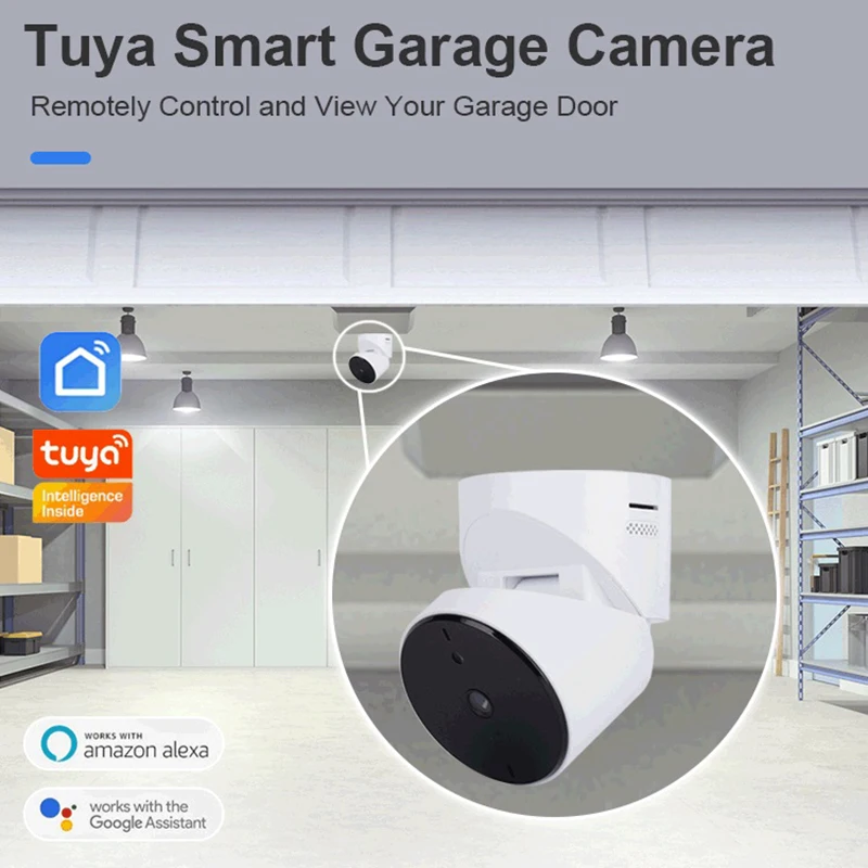 

Huggwic Tuya Smart Garage Camera Wireless Remote Garage Door Opener Monitor WIFI Message Alert Night Vision For Alexa GoogleHome