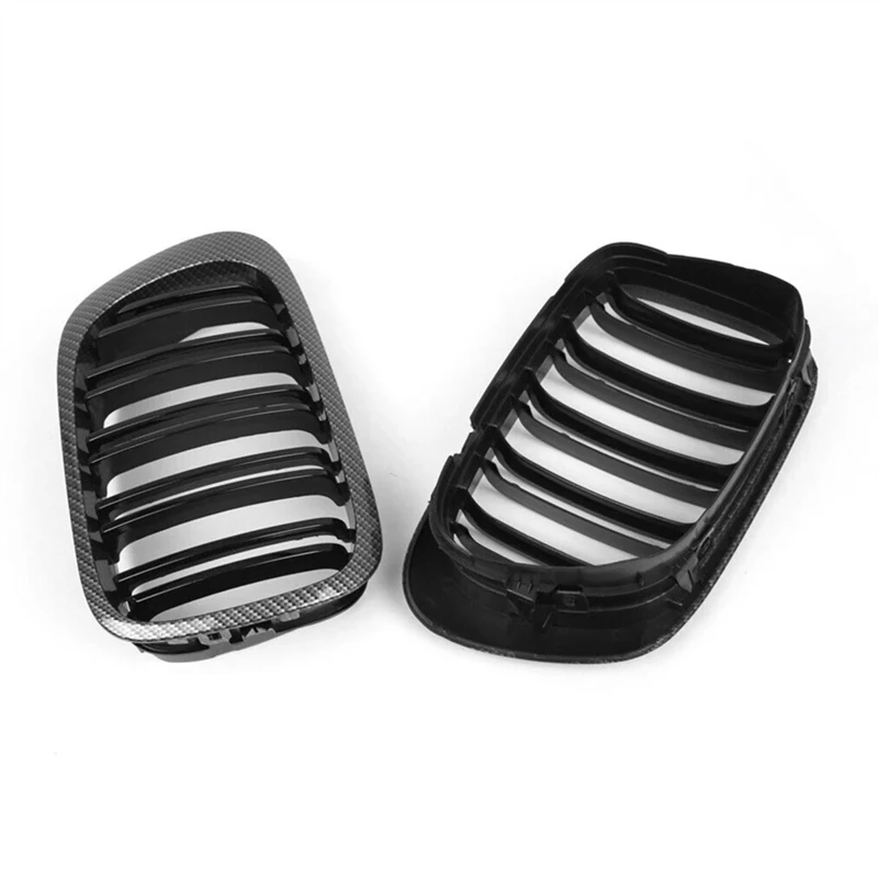 Front Bumper Kidney Grill Accessories Dual Slat Grilles For BMW E46 1999-2006 3 Series 2Dr Carbon Fiber