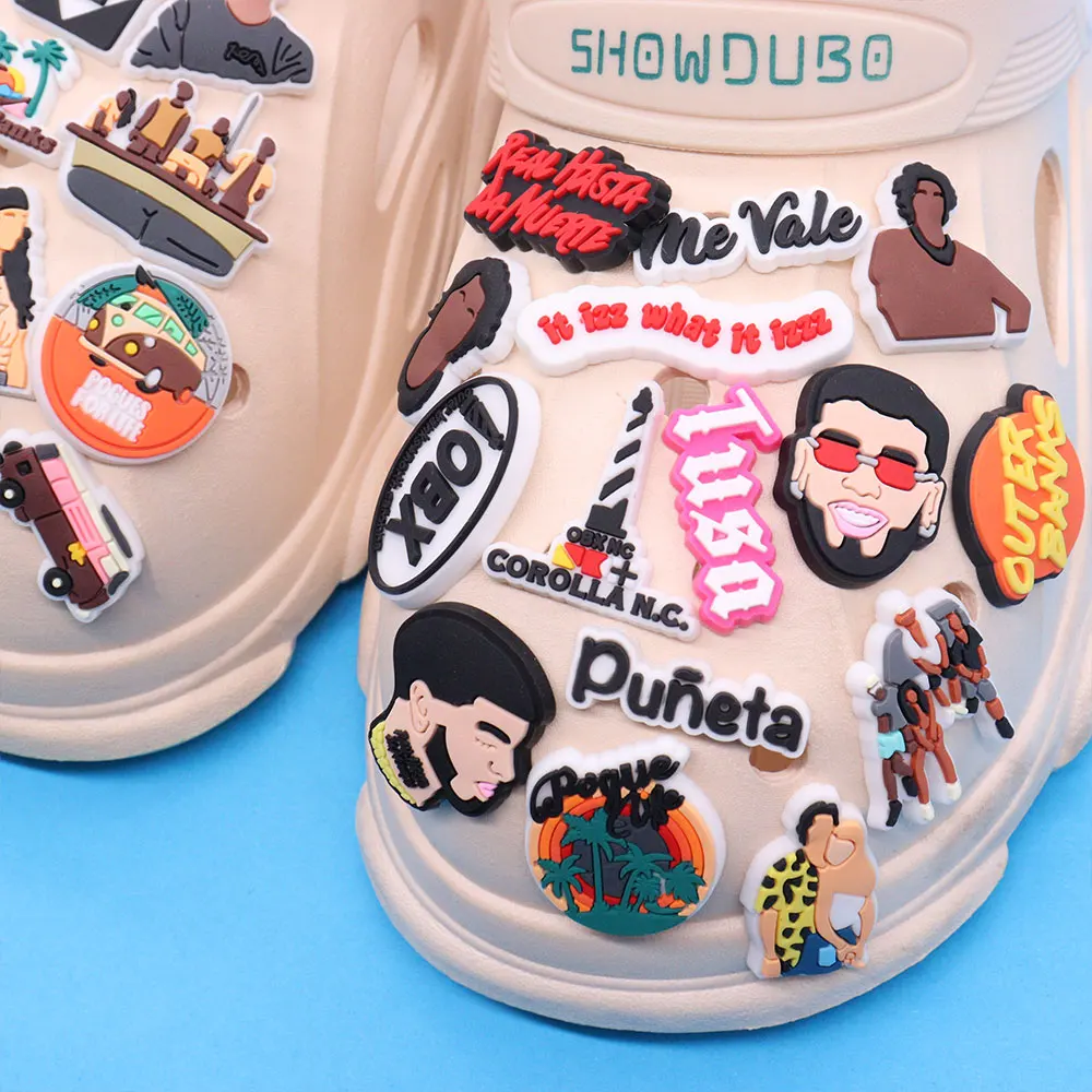 

Оптовая продажа, 50 шт., подвески для обуви из ПВХ, крутые модные аксессуары в стиле рок-мальчика, рэпера, сандалии, украшение для Croc Jibz, подарок на Рождество для детей