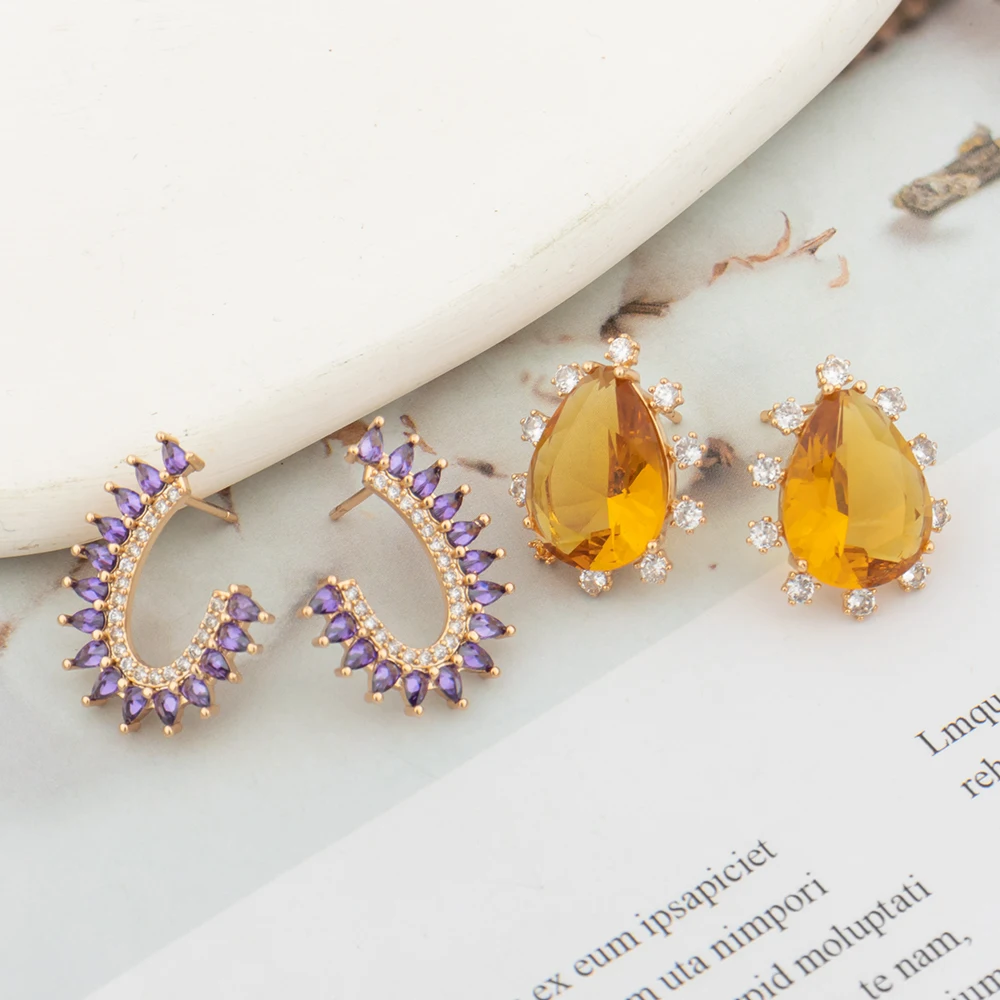 Crystal Earrings for Women Water Drop Design Stud Earrings Bride Weddings Ear Accessory Girls Party Shine Earrings for Birthday