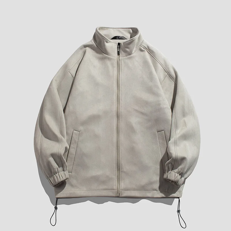 

Spring Autumn Jacket Men Casual Fashion Solid Color Jacket Stand Collar Men Long Sleeve Loose Jacket Coat Streetwear Teenager