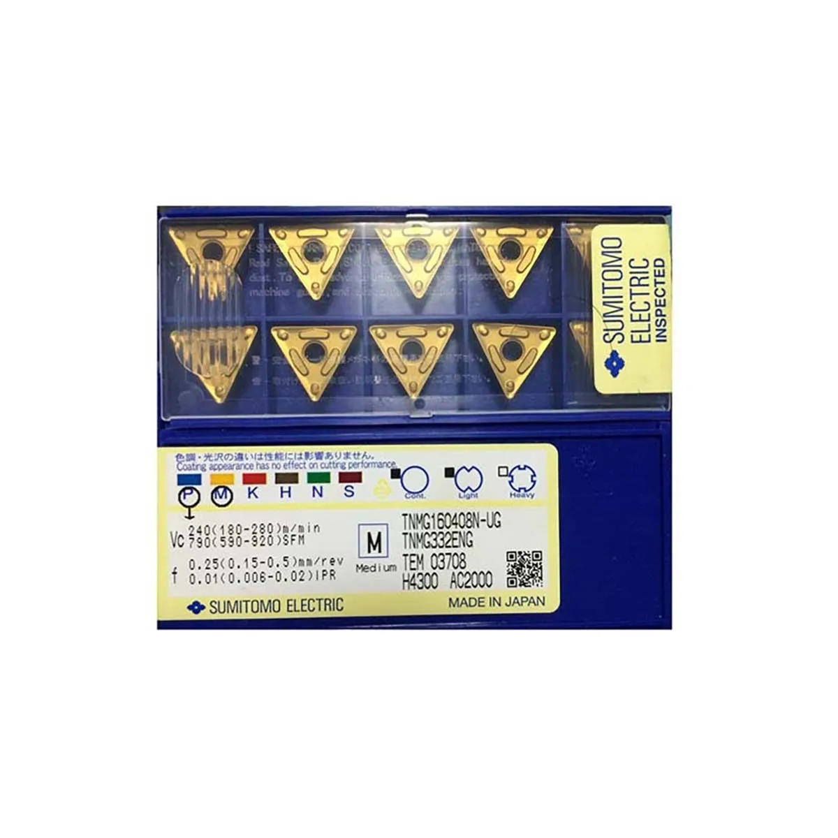 

SUMITOMO 100% Original TNMG TNMG16 TNMG160408N TNMG160404N TNMG160412N TNMG160416N UG AC2000 Carbide Turning Inserts