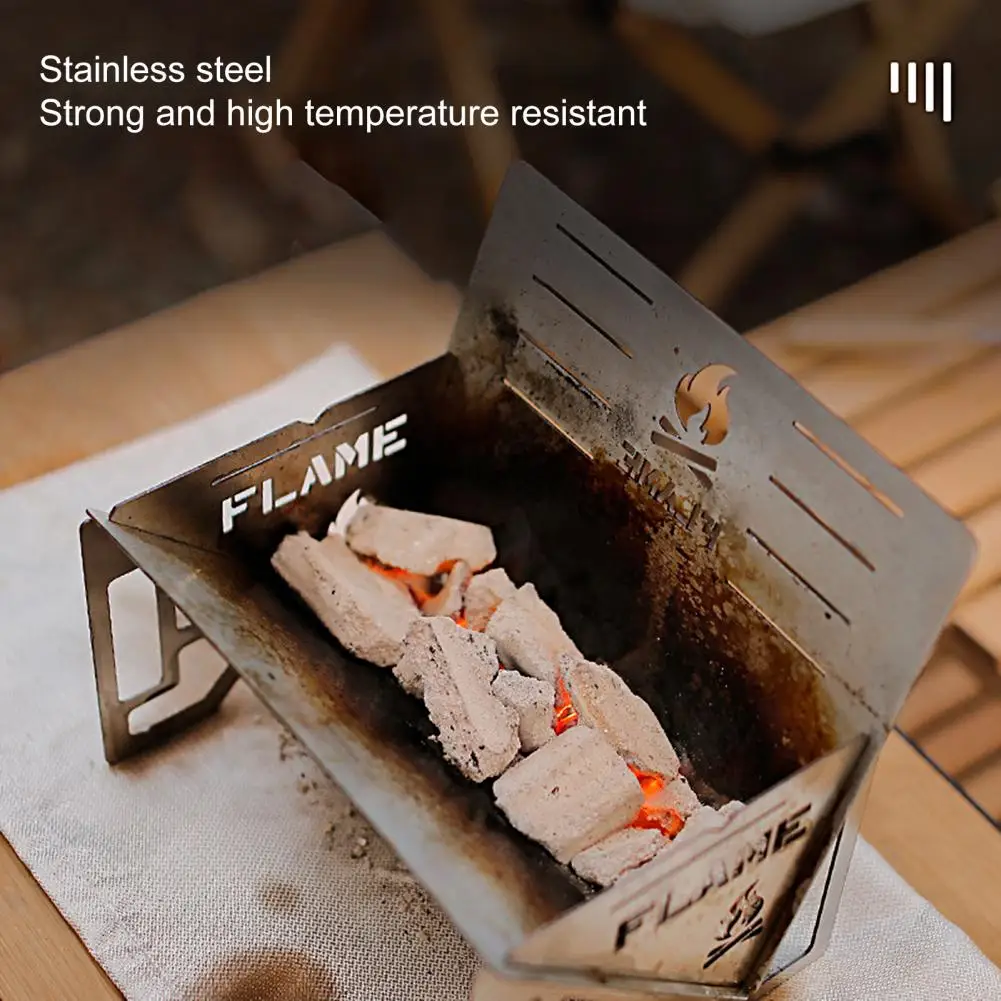 

Mini Convenient Stainless Steel Folding Wood Cooking Stove Detachable Firewood Stove Corrosion-resistant Sporting Goods