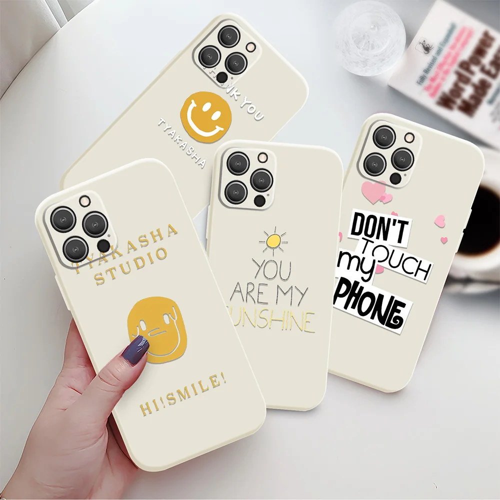 

Smiley Text Label Phone Case for Iphone 14Pro Plus 13 12 Mini 11 Pro Max XS X XR 7 8 SE 2022 2020 Silicone Back Shell Covers