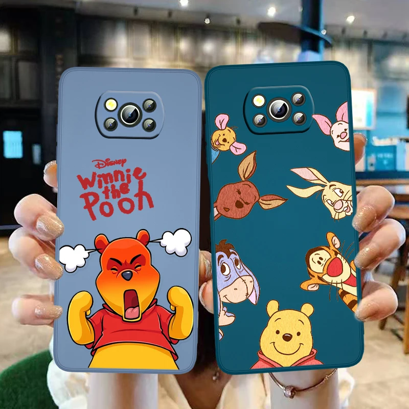 

Disney Winnie the Pooh Cute Phone Case Xiaomi POCO M4 X4 F4 X3 NFC F3 GT M4 M3 M2 Pro C3 X2 5G Liquid Candy Color Soft Shell
