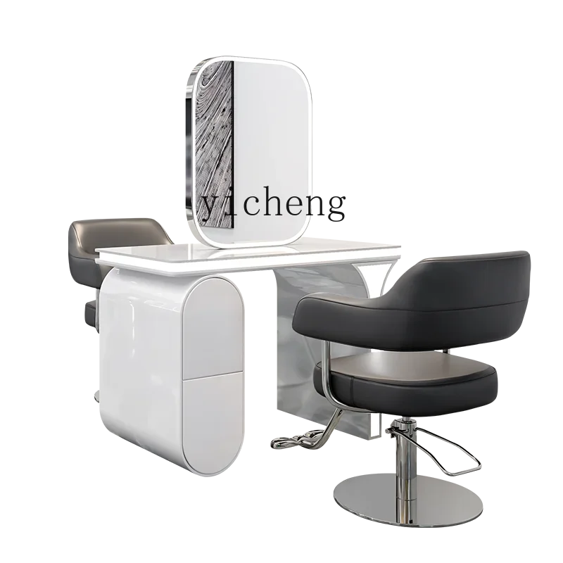 Зеркальный стол для парикмахерской HSN встроенный мраморный шкаф из нержавеющей