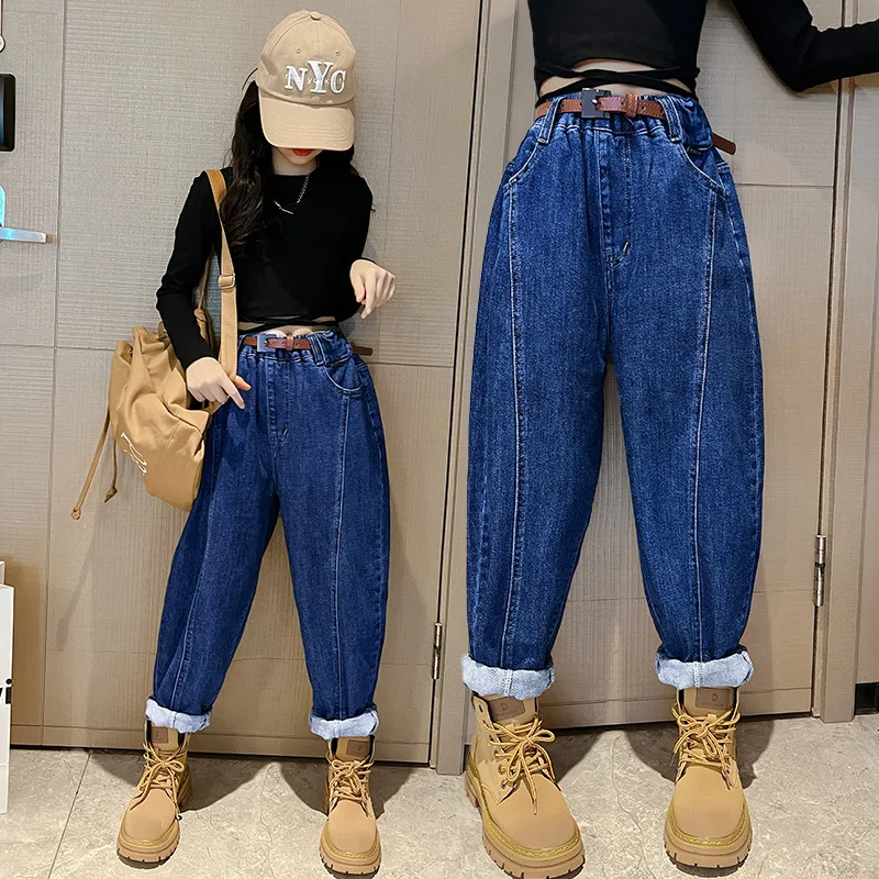 

Jeans Girl Boy Kids Jeans Denim Harem Pants Casual Style Kids High Quality Spring Autumn Unisex Children's Clothes 6 8 10 12 14Y
