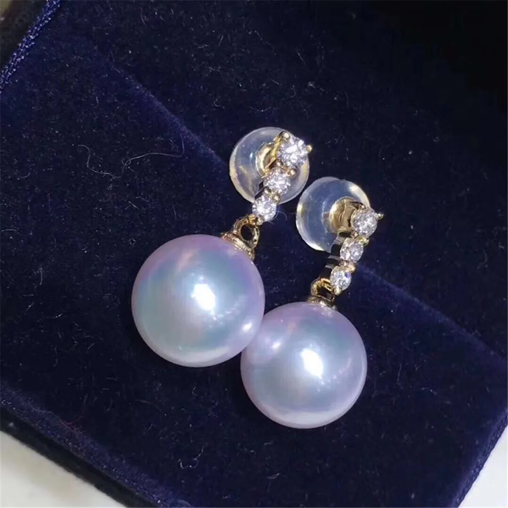 

Real G18K Gold AU750 Half hole bead support earpin stick pearl earpin diy earring material No Pearl