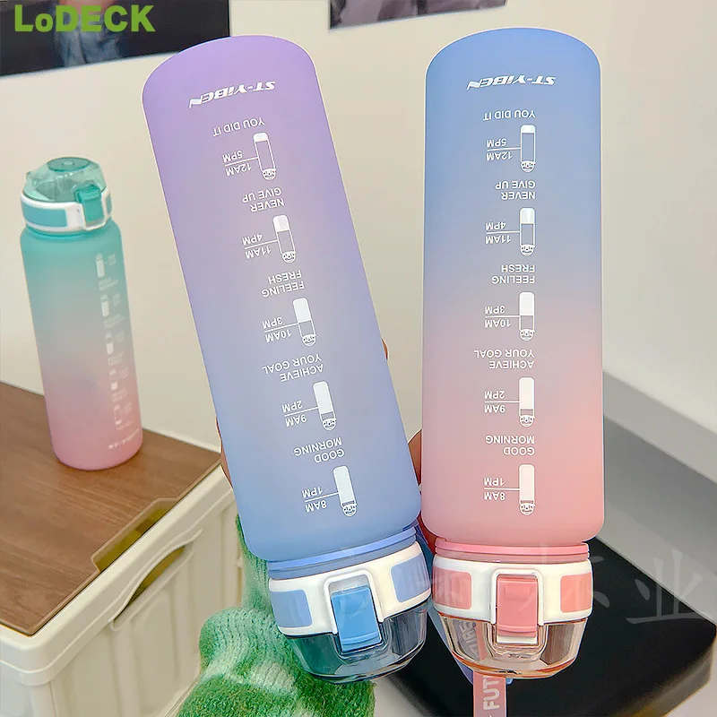 

Large Capacity Portable Sport Cup Summer Outdoor Travel Drink Tumbler 1L Water Bottle With Scale Ins Cute Plastic Leak Proof Mug