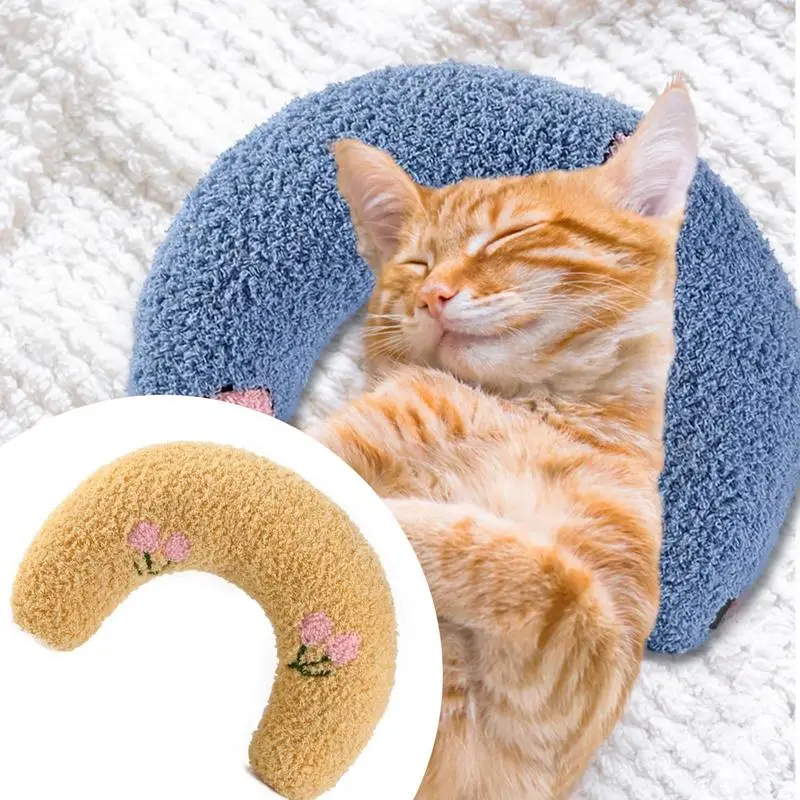

Plush U-shaped Stuffed Pillow Doll For Small Dog Cat Comfortable Teeth Grinding Puppy Kitten Cat Sleeping Supplies