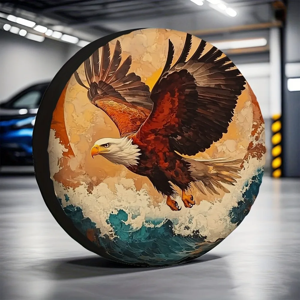 Фото Чехол для запасного колеса Eagle Wave Design: прочный полиэстеровый защитный чехол для хранения на открытом воздухе №1
