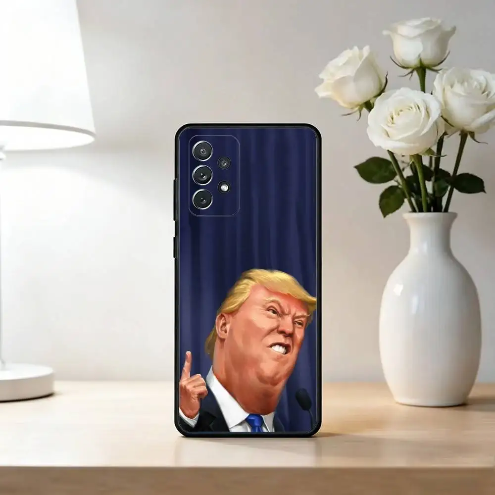 Фото Чехол для телефона Samsung S25, S24, S21, S22, S23, S30, Ultra, S20, Plus, Fe с мультяшным изображением Т. Трампа, мягкий силиконовый, черный №2